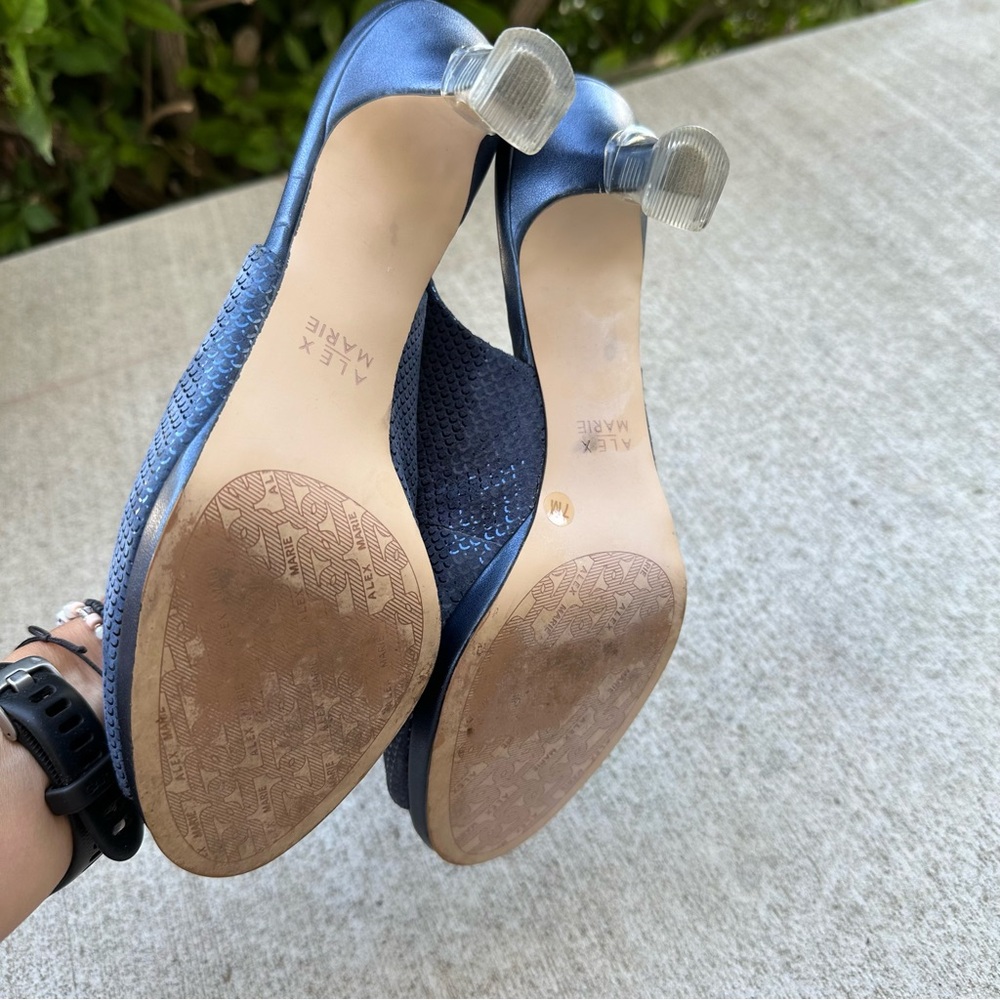 Alex Marie Elegant Navy Embellished Heels - Picture 2 of 4